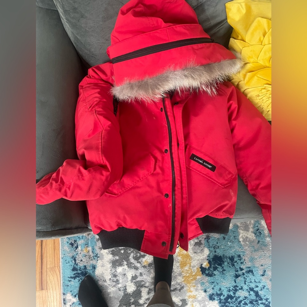Unisex red Canada goose bomber